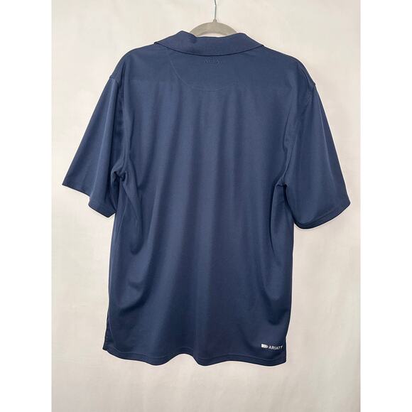 Ariat Tek Mens Polo Shirt Short Sleeve Navy Blue Performance Golf Medium - Picture 5 of 7
